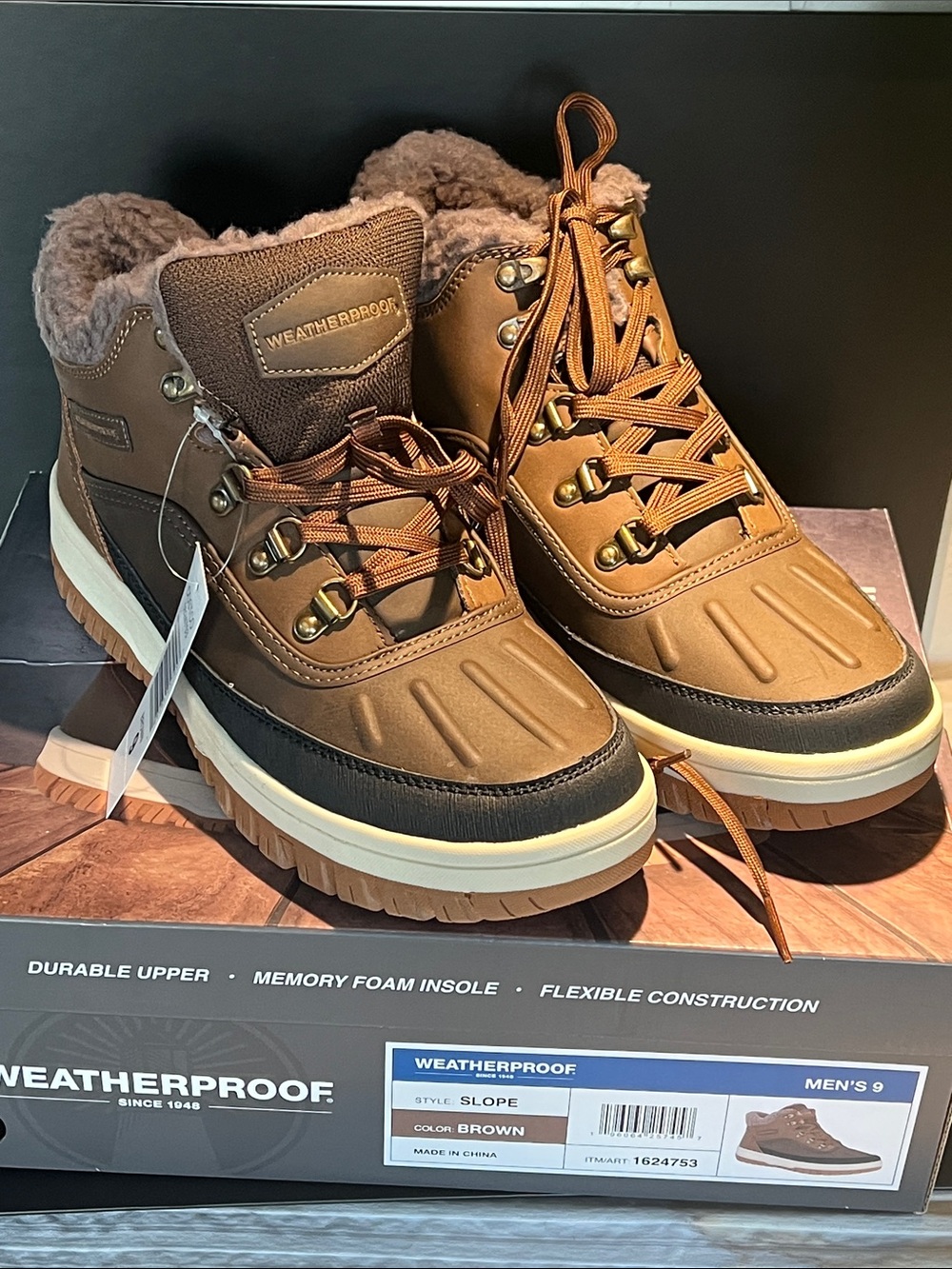 Weatherproof Men's Brown Lace-Up Insulated Boots